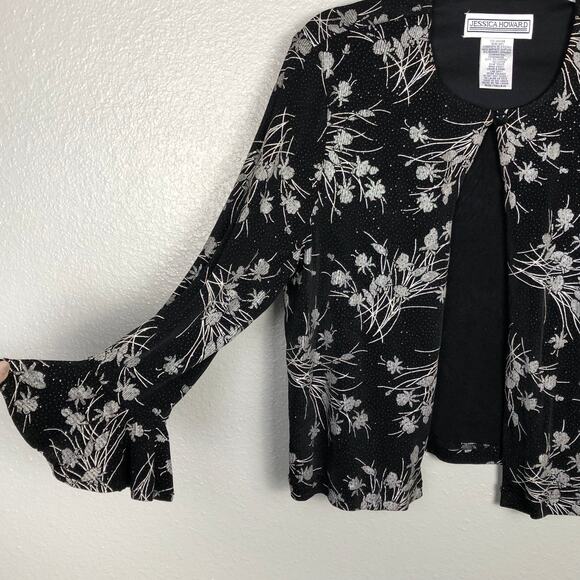 Jessica Howard Size 14 Cropped Cardigan Bolero Single Button Top w Shiny Details - Picture 2 of 7